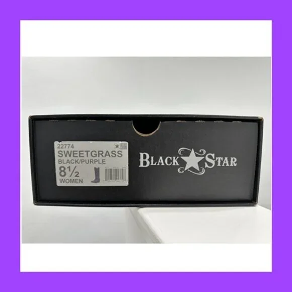Black Star SWEETGRASS Women's Cowboy Boots in Black w Purple - Size 8.5 - Picture 12 of 13